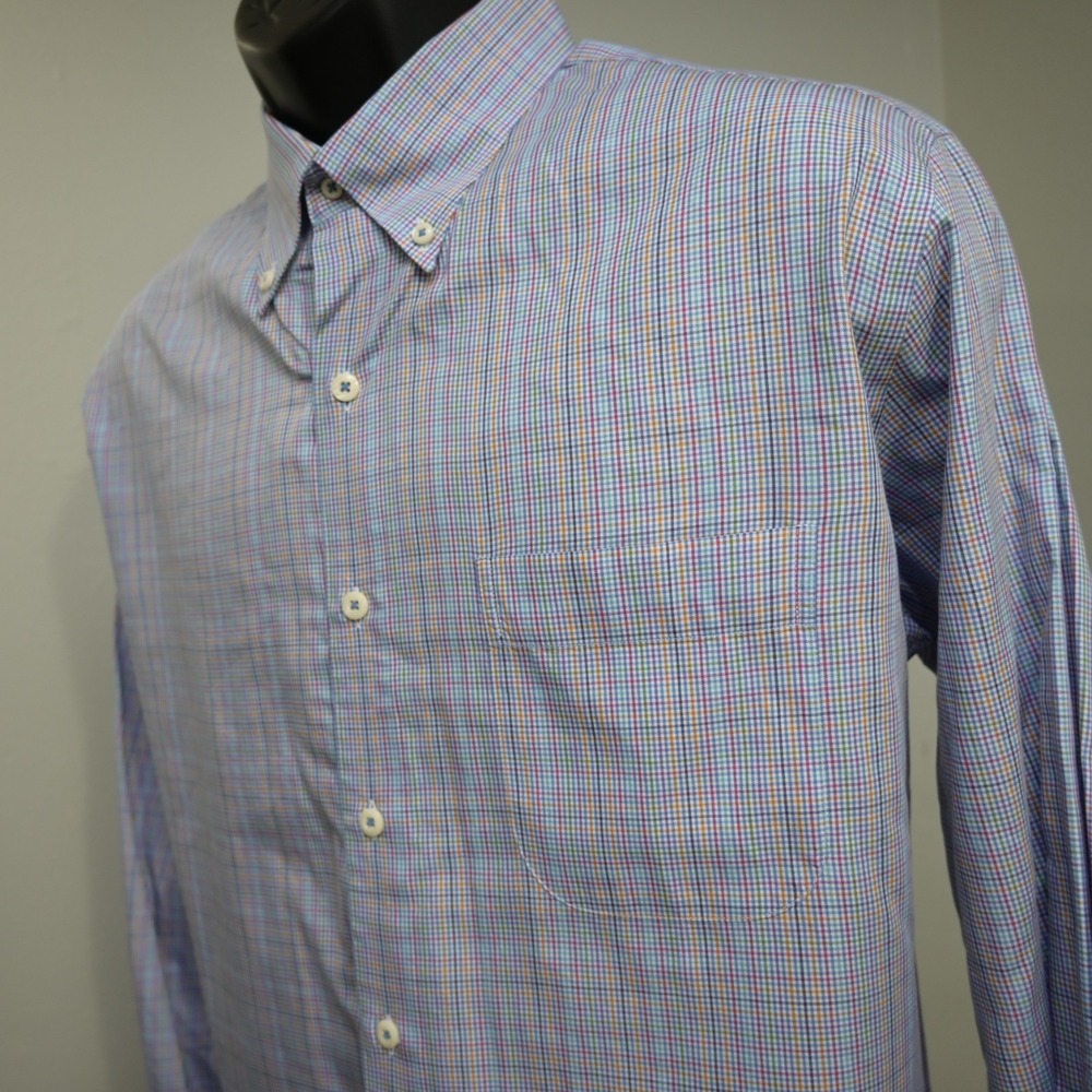 Peter Millar Dress Shirt Plaid Long Sleeve Button Up Golf Mens Size Large